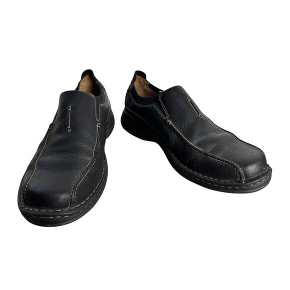 CLARKS Black Leather Slip-On Loafer 36595 Comfort Casual Dress Mens Sz 10.5M - Picture 2 of 12
